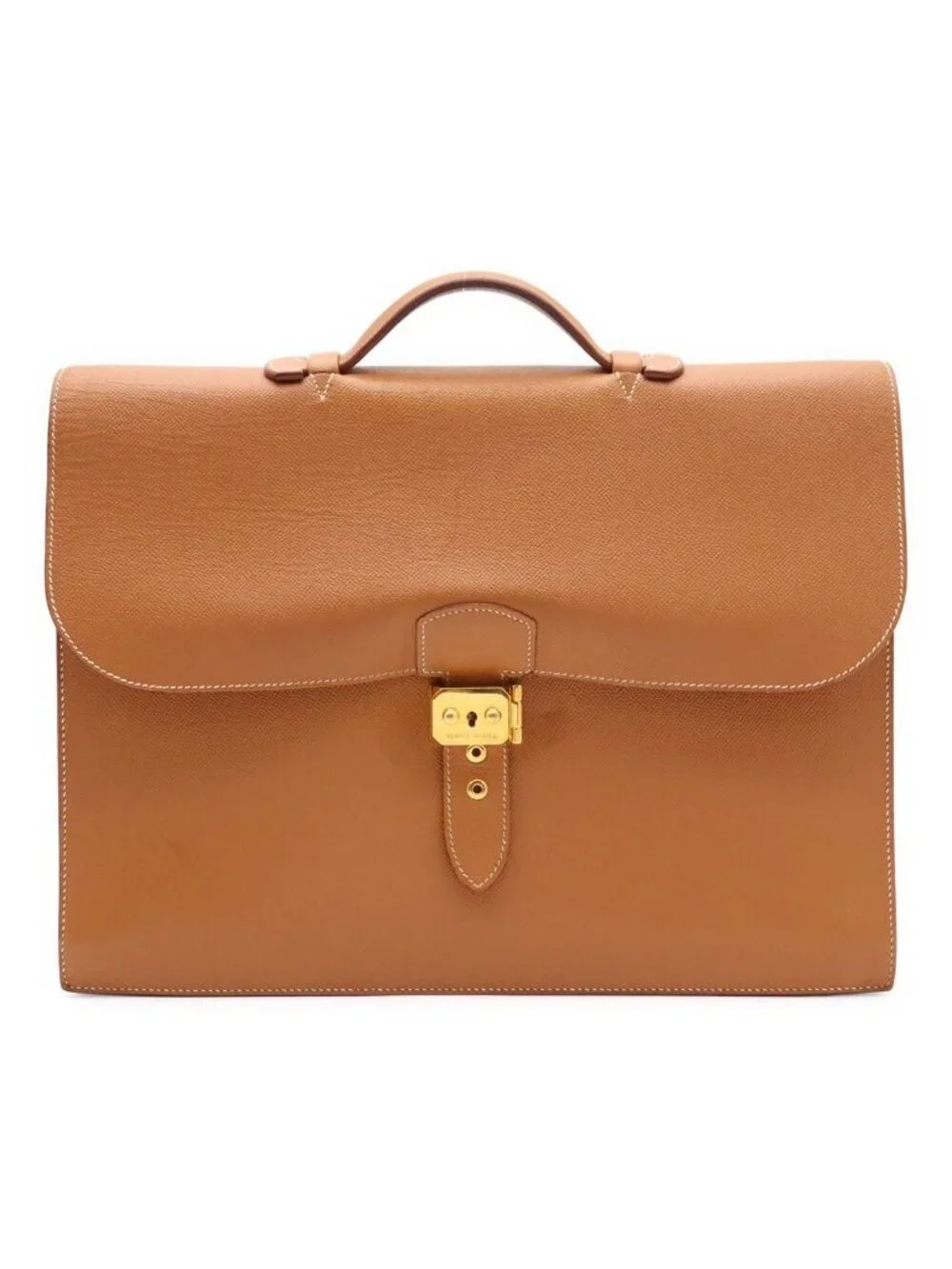 Hermes Sac a Depeches 38 Business Briefcase Document Purse Veau Epsom Brown Gold